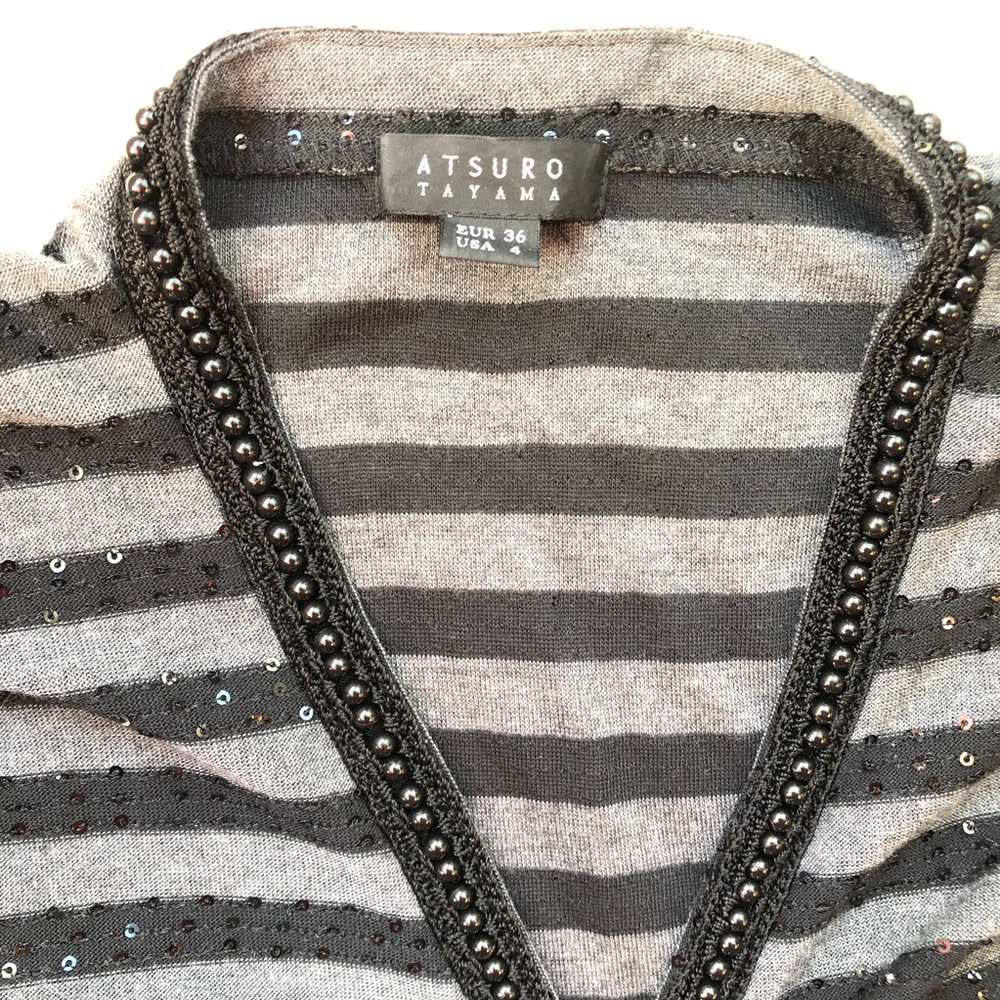 Atsuro Tatiana Striped Cardigan Beaded Sequined 4